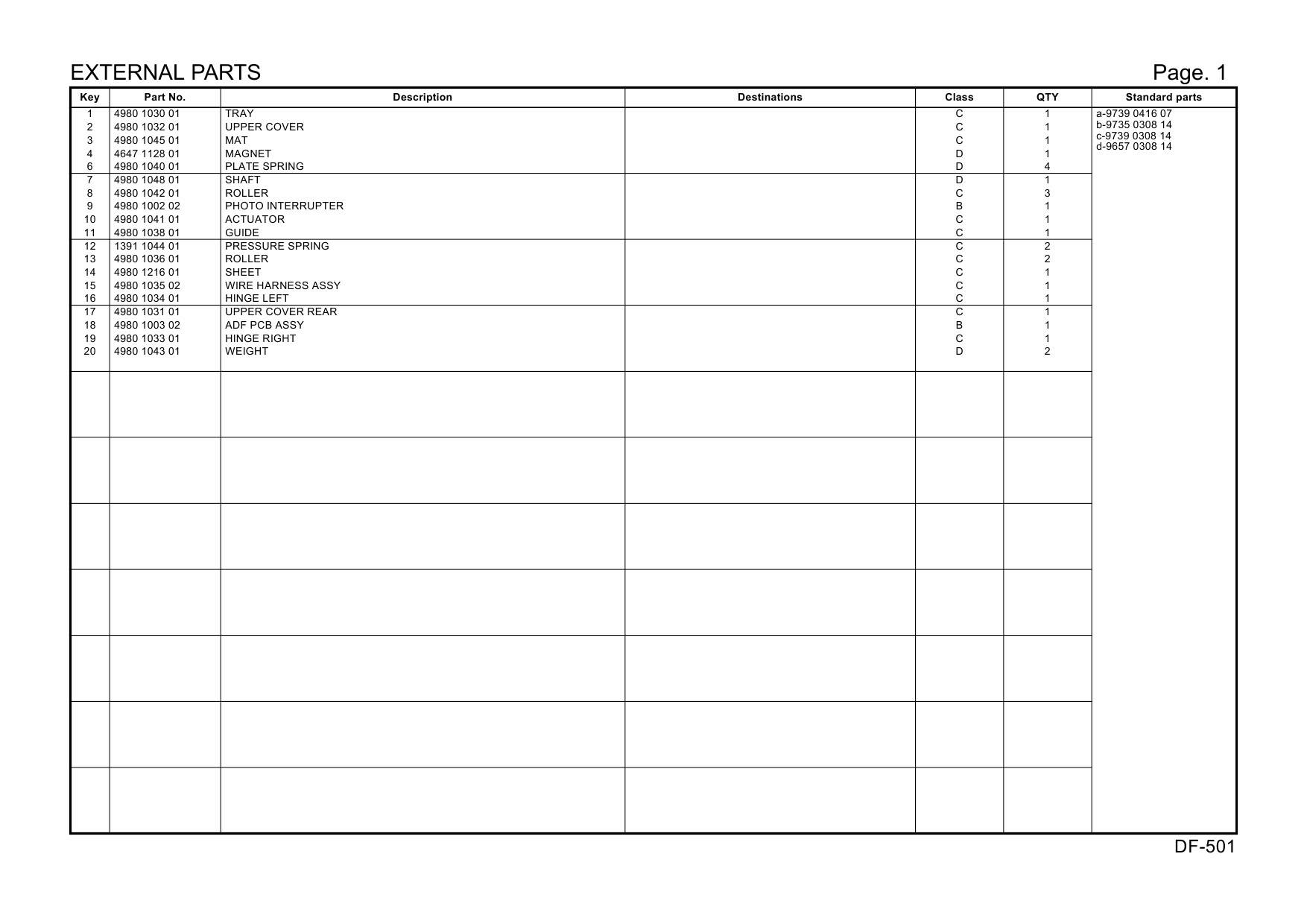 Konica-Minolta Options DF-501 1382711 Parts Manual-3